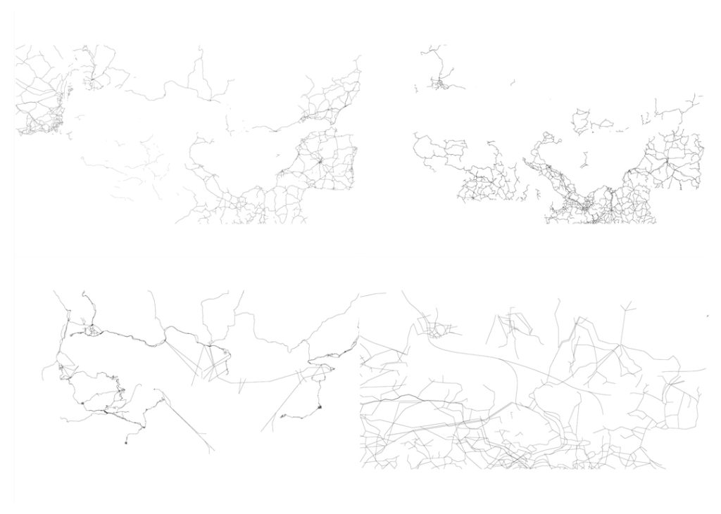 Coastline air routes cruise lines electricity lines